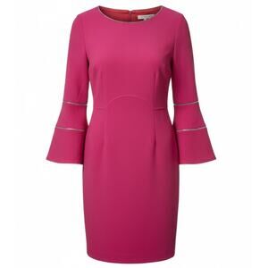 Trina Turk Size 8 Magenta Embellished Bell Sleeve Sheath Dress NWOT